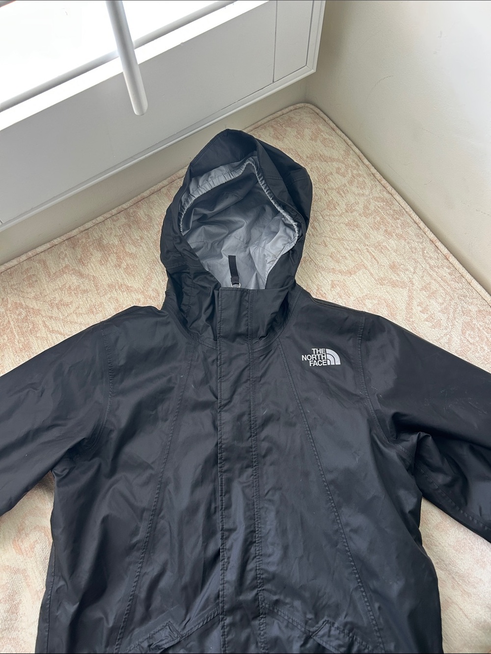 The North Face Black Hooded Shell Jacket with White Logo